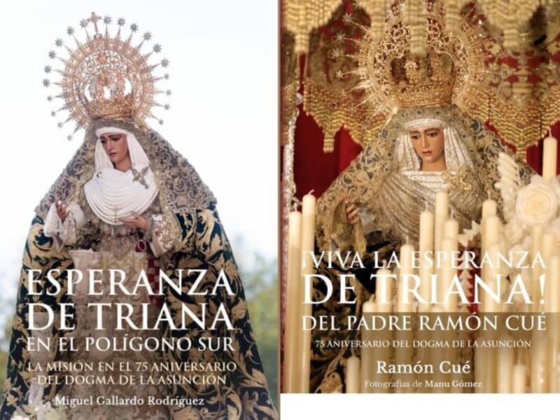Esperanza de Triana celebra su 75 aniversario con un emotivo homenaje a la Asunción de María. Fotografías de Maimón Gómez y Miguel Gallardo Rodríguez documentan este evento.
