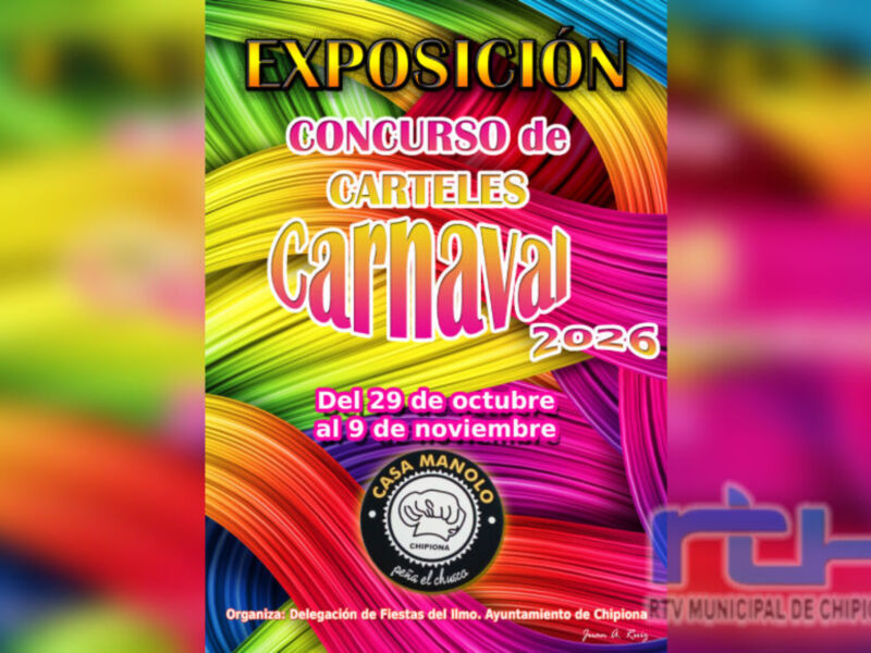 Exposición Concurso de Carteles Carnaval 2026. Del 29 de octubre al 9 de noviembre. Organiza: Delegación de Fiestas del Sino, Ayuntamiento de Chipiona.