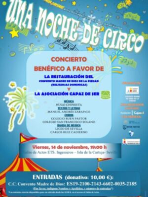 Sevilla acoge un concierto solidario en beneficio del Convento Madre de Dios y jóvenes con discapacidad intelectual